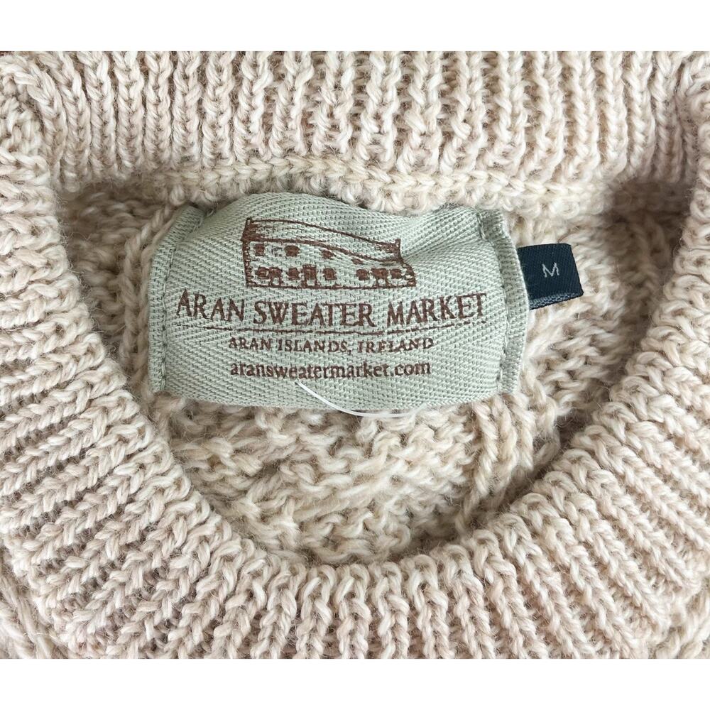 Aran Sweater Market Ireland Merino Wool Cable Knit Fisherman Sweater Size Medium - Picture 5 of 6